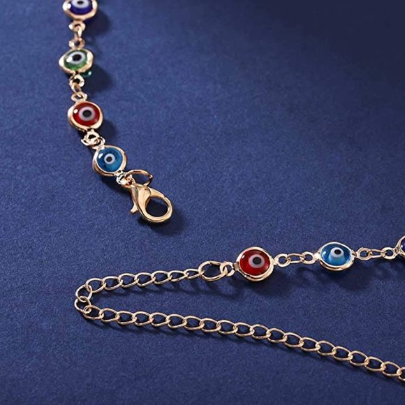 Boho Evil Eyes Choker Necklace Colorful Necklaces - Picture 2 of 4